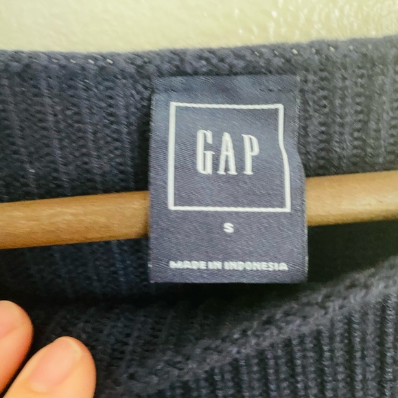 GAP S Navy Blue White Striped Merino Wool Blend Coastal Grandma Knit Sweater - Picture 4 of 8